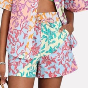 Derek Lam Multicolor Floral High-Waist Shorts